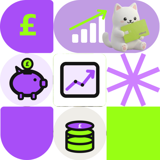 SideUp cat mascot with financial wellbeing illustrations SideUp cat mascot with financial wellbeing illustrations